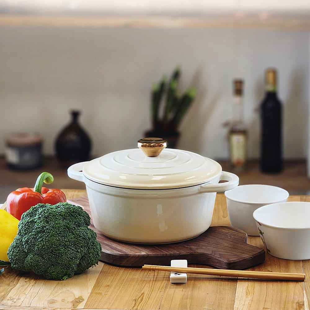 아비스 라르떼 IH 아이보리 그라데이션 무쇠주물냄비 22cm