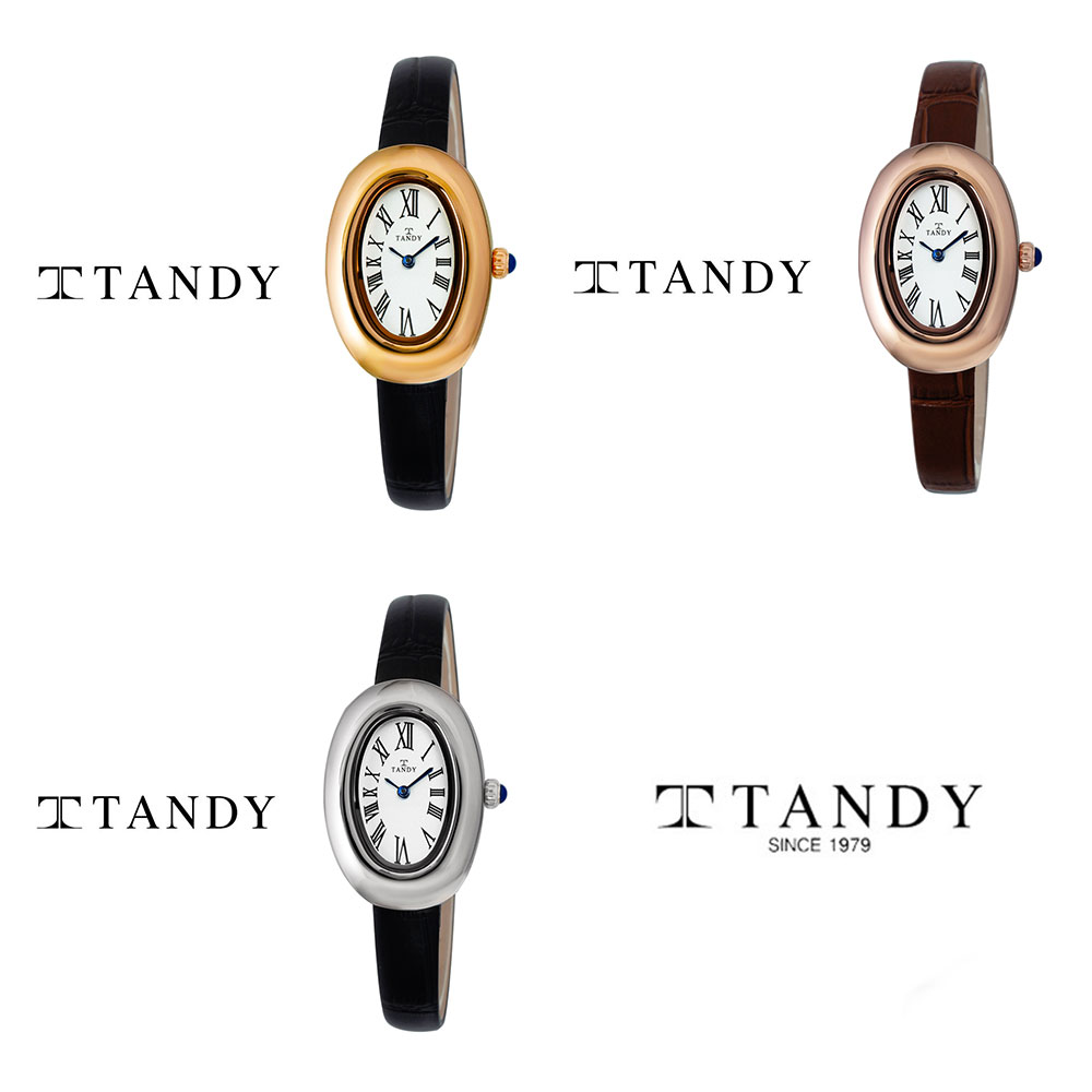 [TANDY] 탠디 클래식 타원형 라운드 여성용 가죽 시계 T-1917