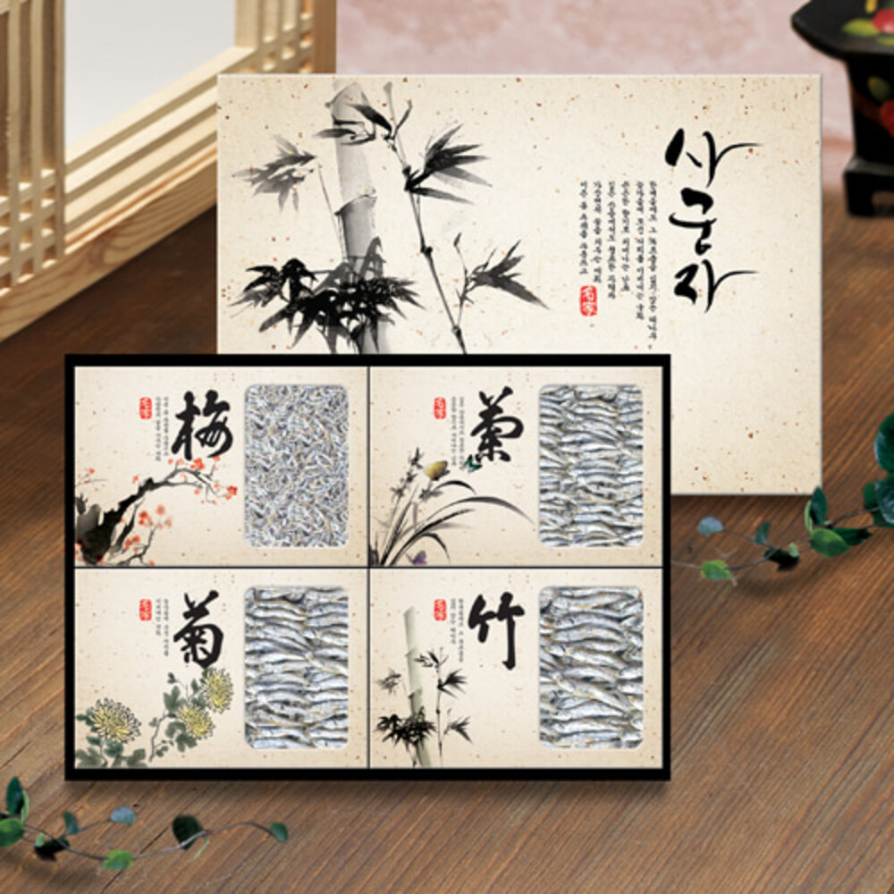 [어부촌] 사군자 은빛멸치 볶음,조림,국물 국화/부직포가방