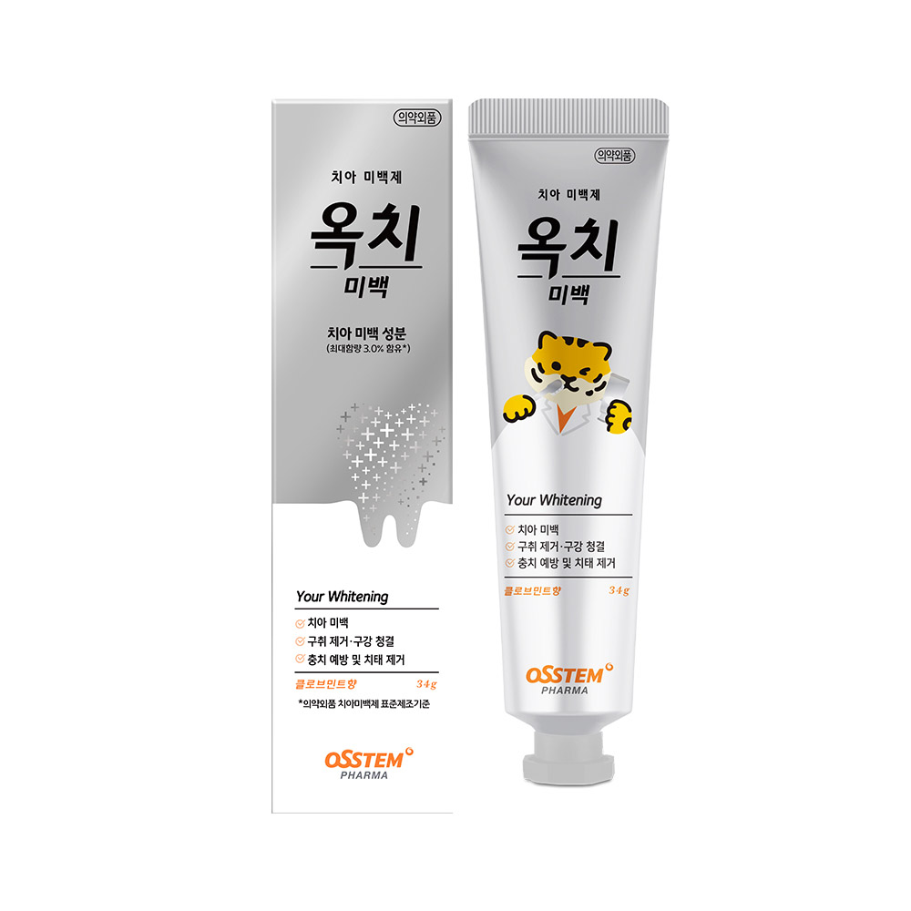 오스템 옥치 치아미백치약 34g 구취케어 잇몸 입냄새 구강청결 치태제거 클로브민트향