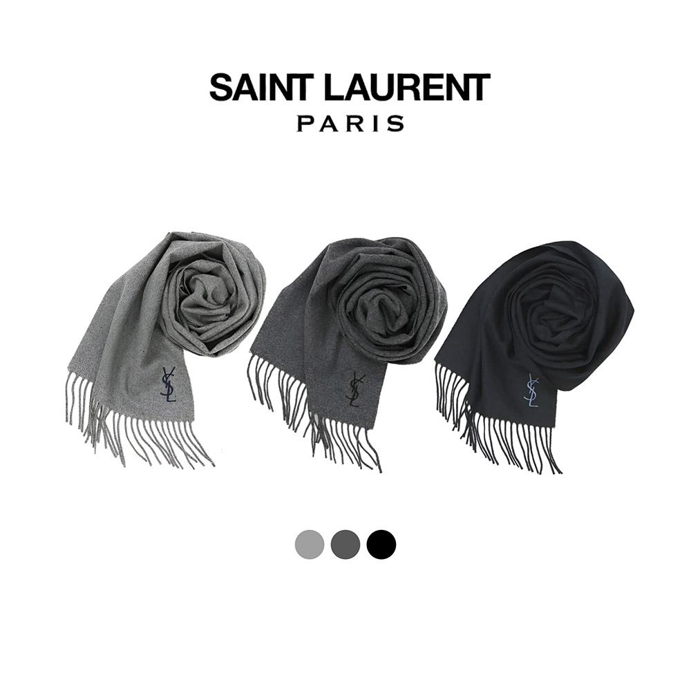YSL 캐시미어 혼방 입생로랑 자수 머플러+기프트상자+전용쇼핑백