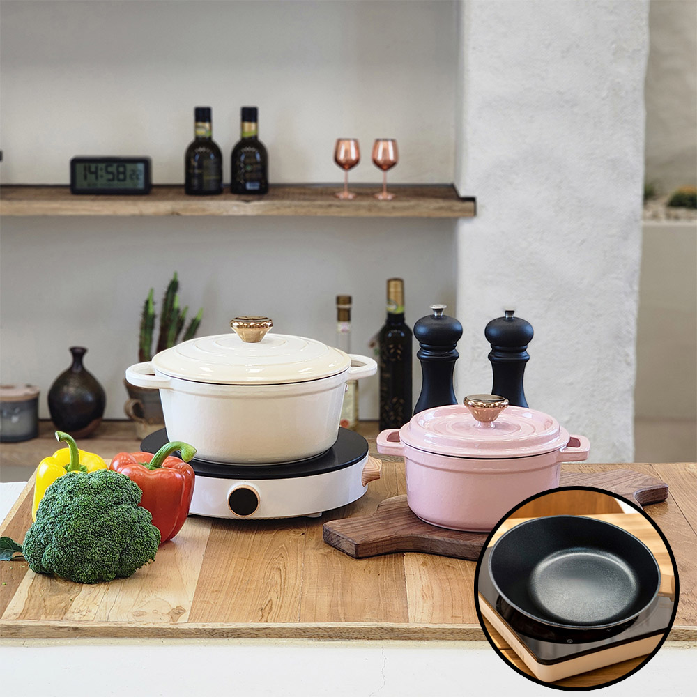 아비스 라르떼 IH 펄(Pearl) 무쇠주물냄비,웍,멀티팬 4종 18+20+22cm(웍)+멀티팬