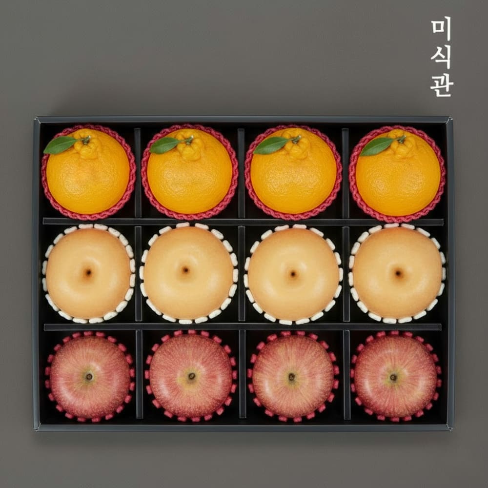 [미식관]명산지 과일 혼합세트(사과400g*4과+배620g*4과+한라봉375g*4과)총 5.4kg