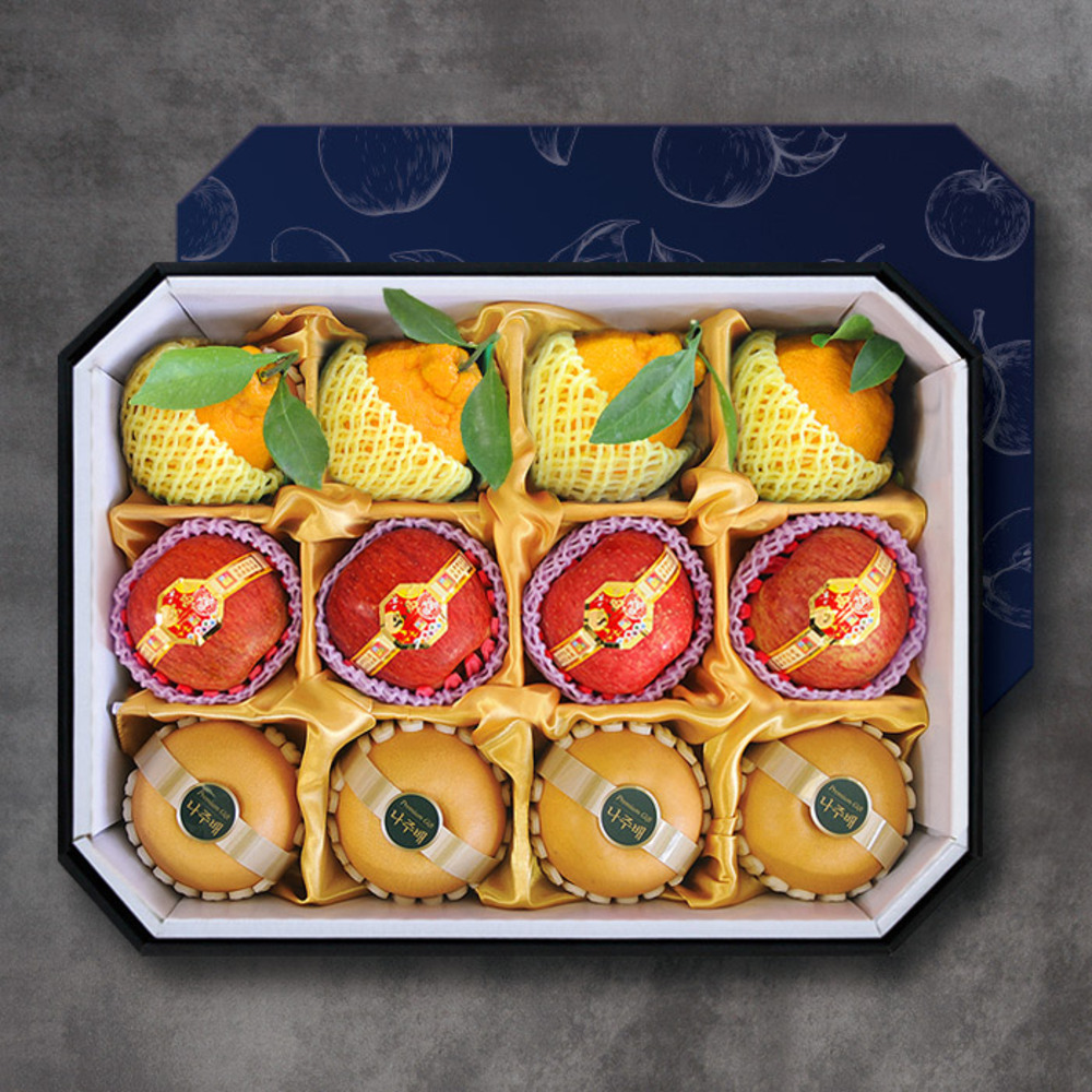 [소문난맛집 한정판 과일] 고당도 엄선 명품특선 과일 팔각 혼합 VVIP선물세트 5kg내외 (사과4과+배4과+한라봉4과)