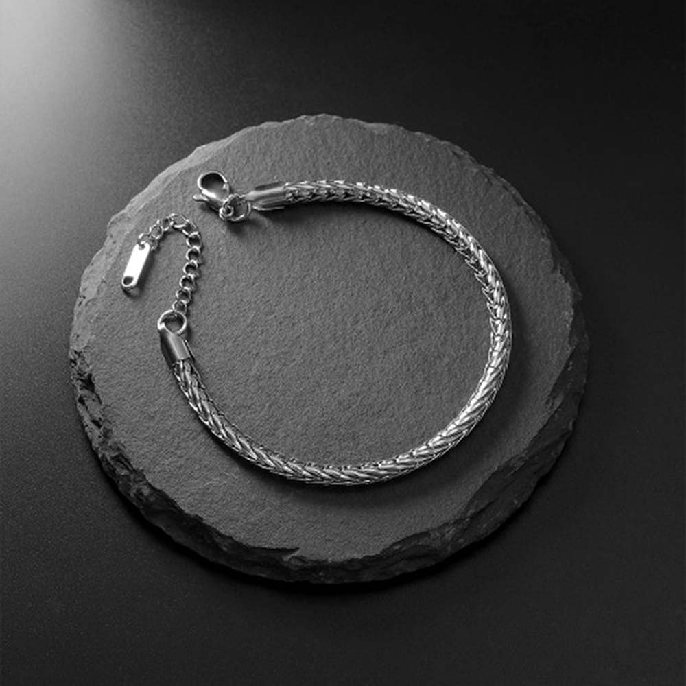 [토르소] TJB1003 브레이디드 실버 체인 팔찌