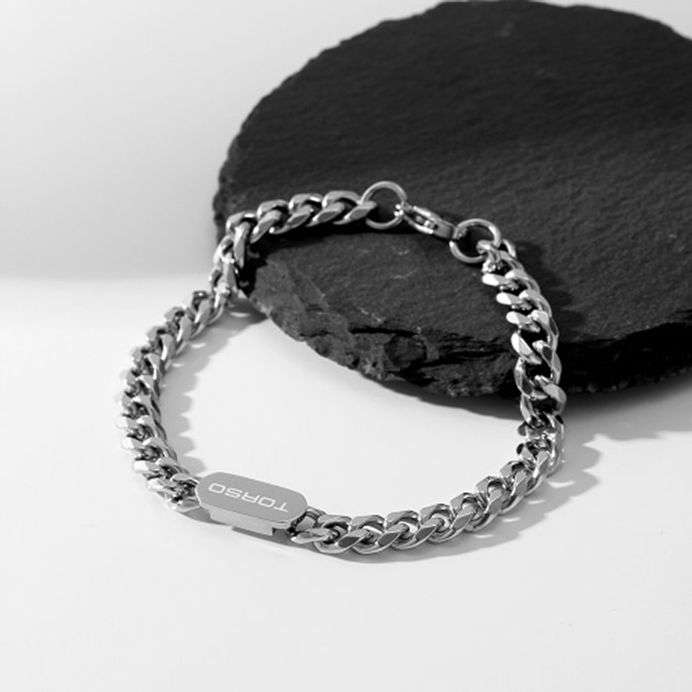 [토르소] TJB1004 클래식 커브 체인 팔찌(사이즈 택1)