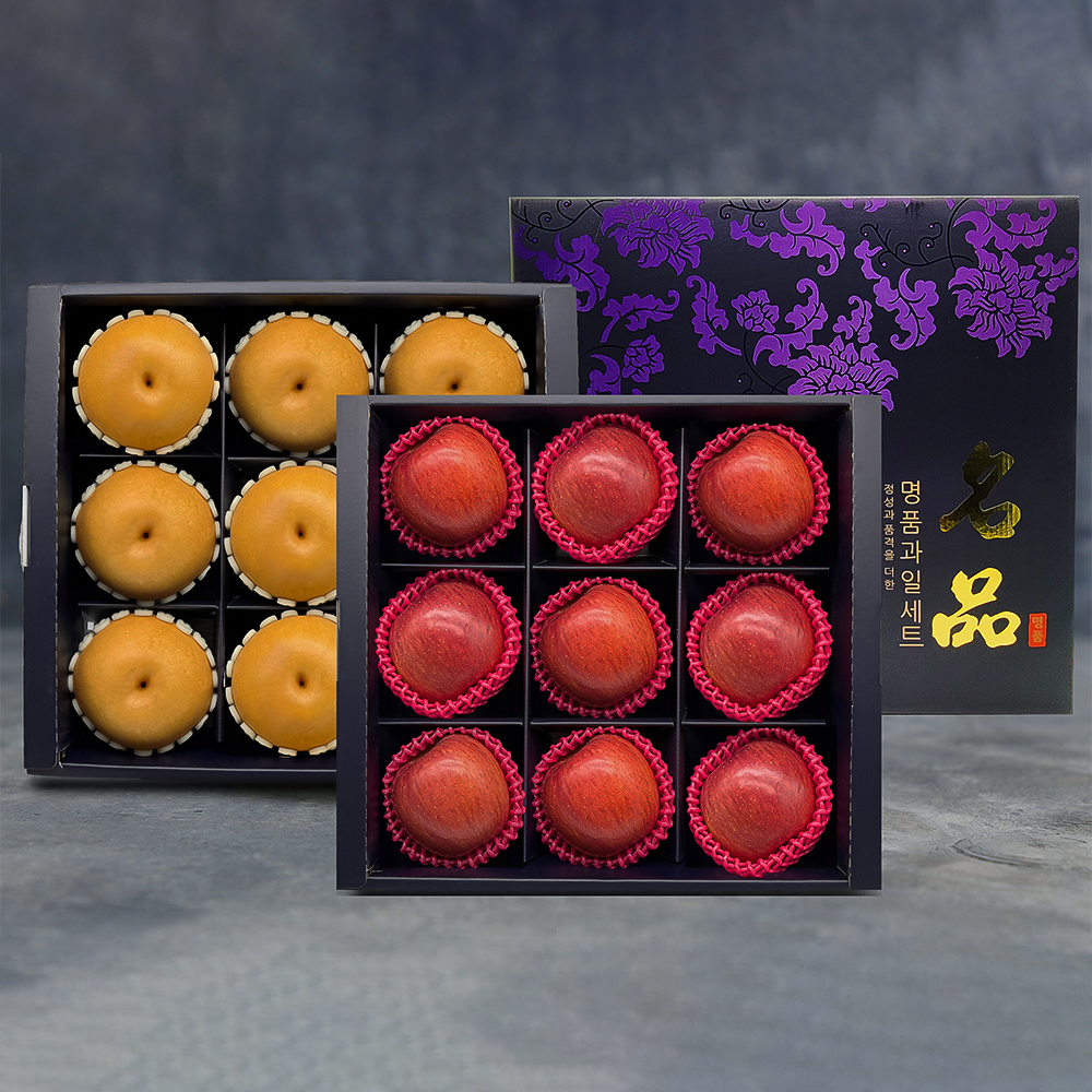 [노블] 사각 1+1 프리미엄 선물세트 (8.6kg/사과9과+배9과)