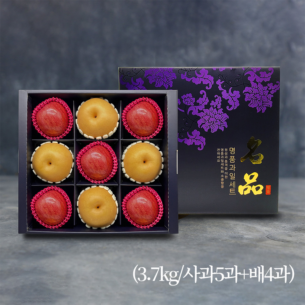 [노블] 사각 2종혼합 실속 선물세트 (3.7kg/사과5과+배4과)