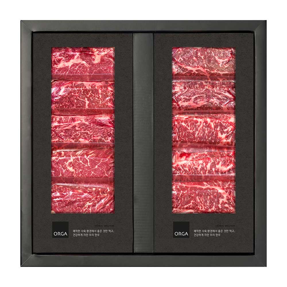 (백화점판매상품) ORGA 올가 무항생제 제주 한우 명품세트(1+등급)