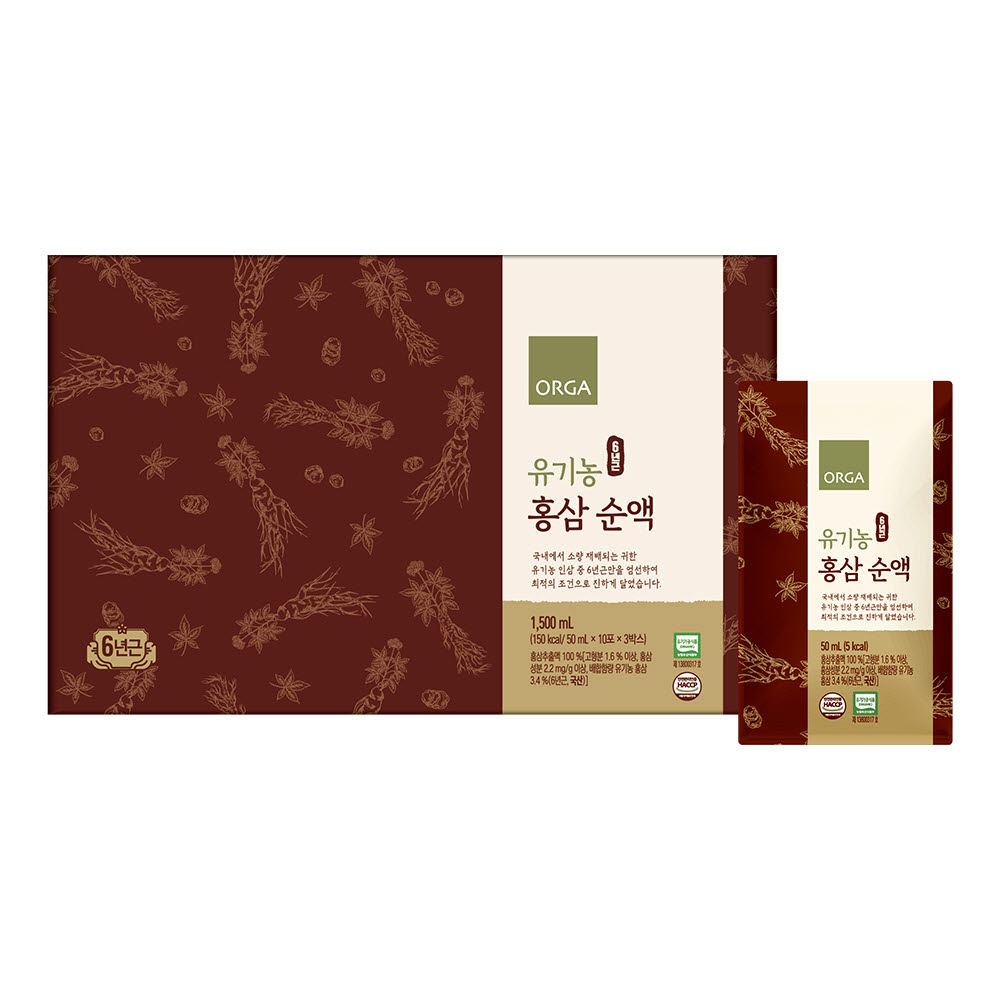 (백화점판매상품) ORGA 올가 유기농 홍삼 순액 (50ml*30포)