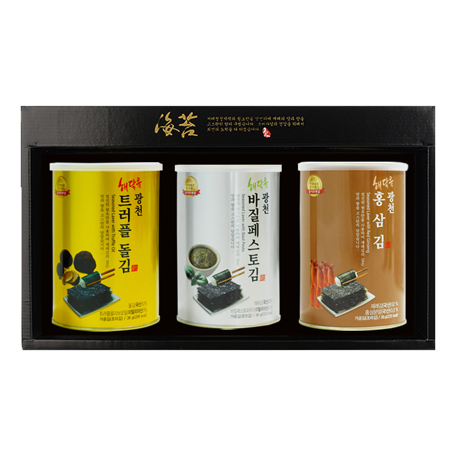 명품 광천 캔김 3p (트러플돌김,바질페스토김,홍삼김)