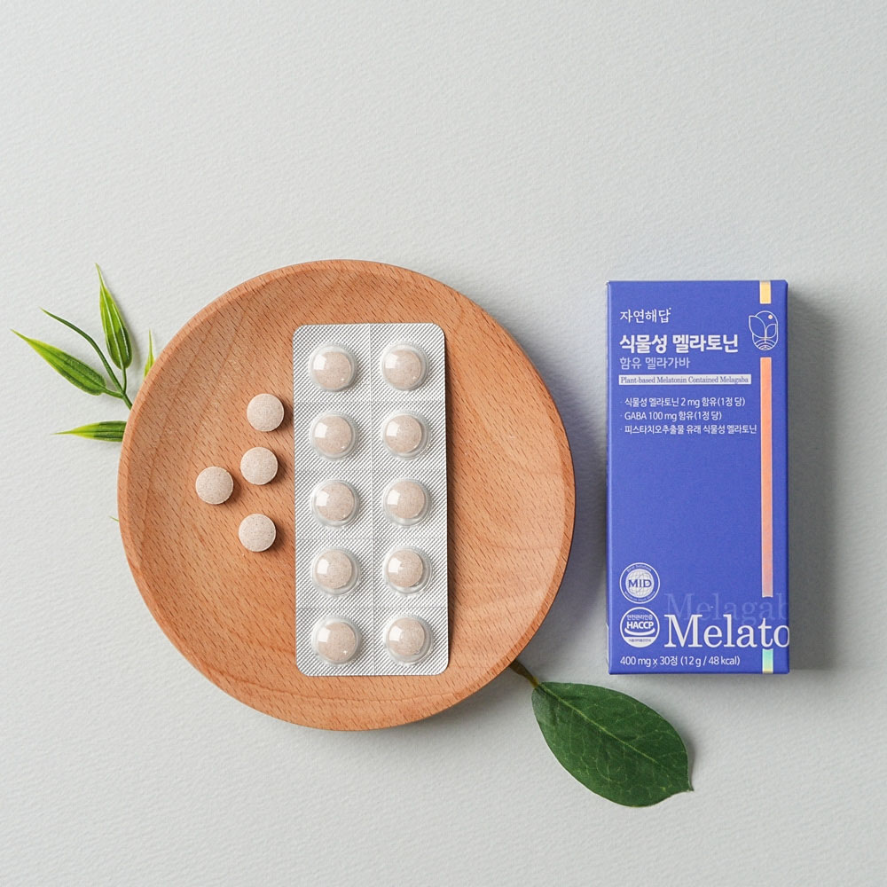 [자연해답] 식물성 멜라토닌 함유 멜라가바 400mg x 30정