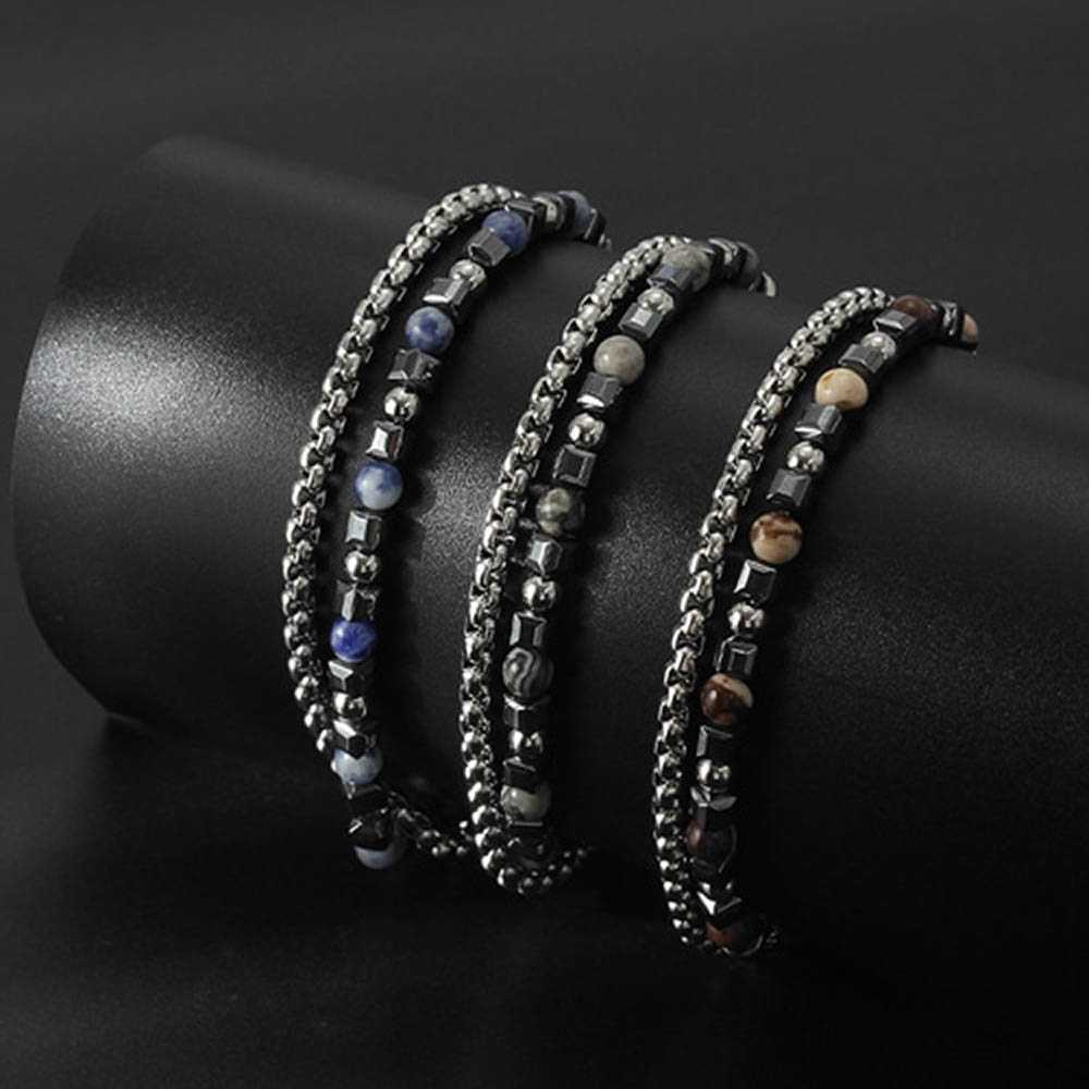 [토르소] TJB2002 레이어드 스톤믹스 남녀 공용 팔찌(색상 택1)