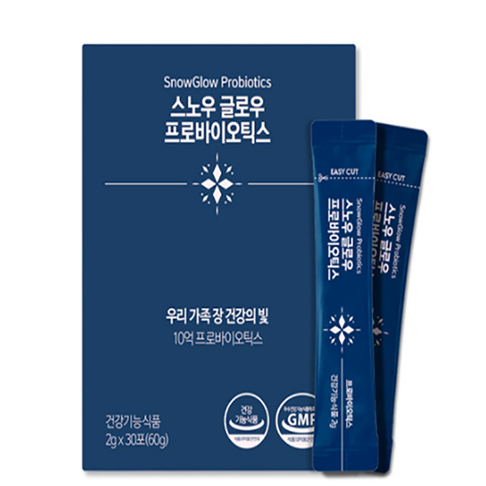 스노우 글로우 프로바이오틱스(2gX30포)/17종 혼합유산균 1,000억 투입/보장균수 10억 CFU/비티민C 함유/장 건강/달콤한 딸기맛