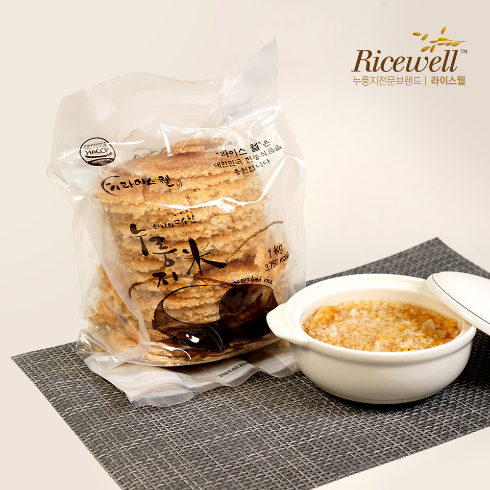 [라이스웰] 오래 구워 구수한 누룽지(백미) 1kg x 3개