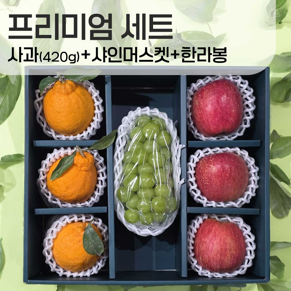 [선물세트] 사과3과 420g내외 + 샤인머스캣1 + 한라봉3과