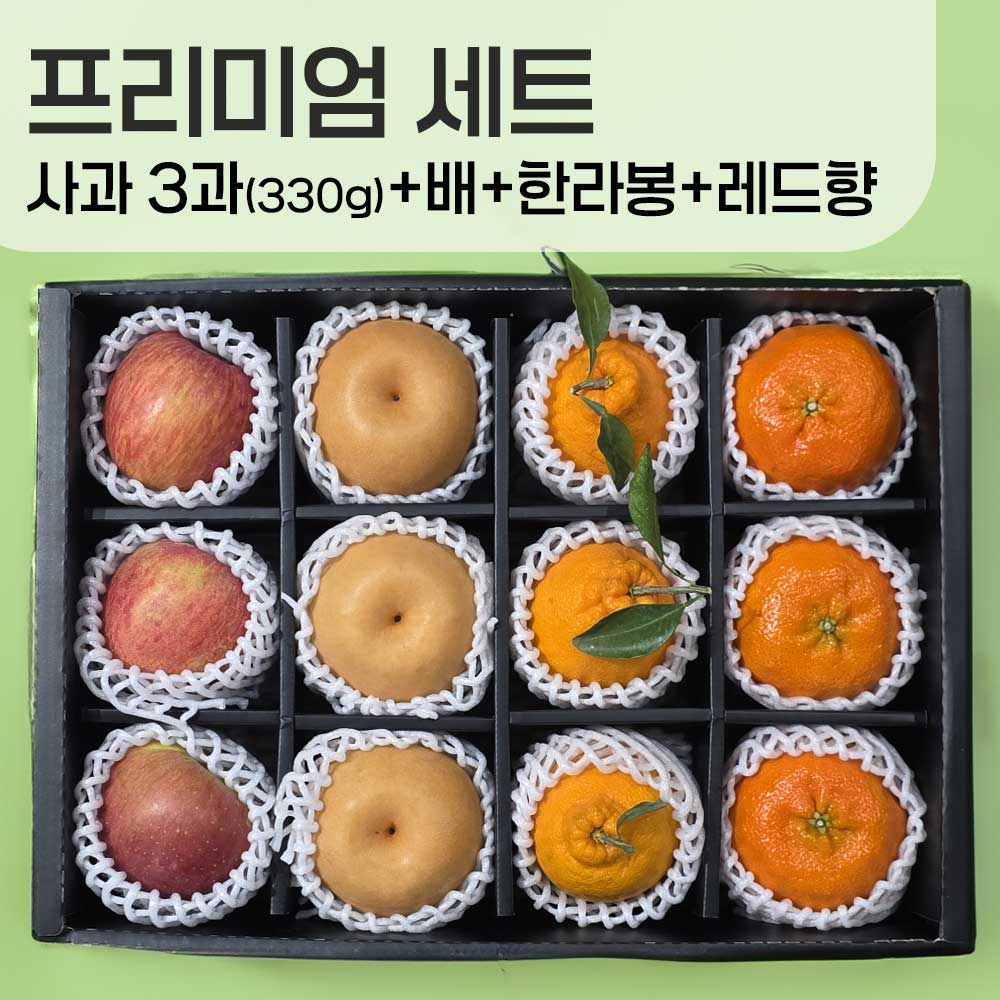 [선물세트] 사과3과 330g+한라봉3과+레드향3+배3과
