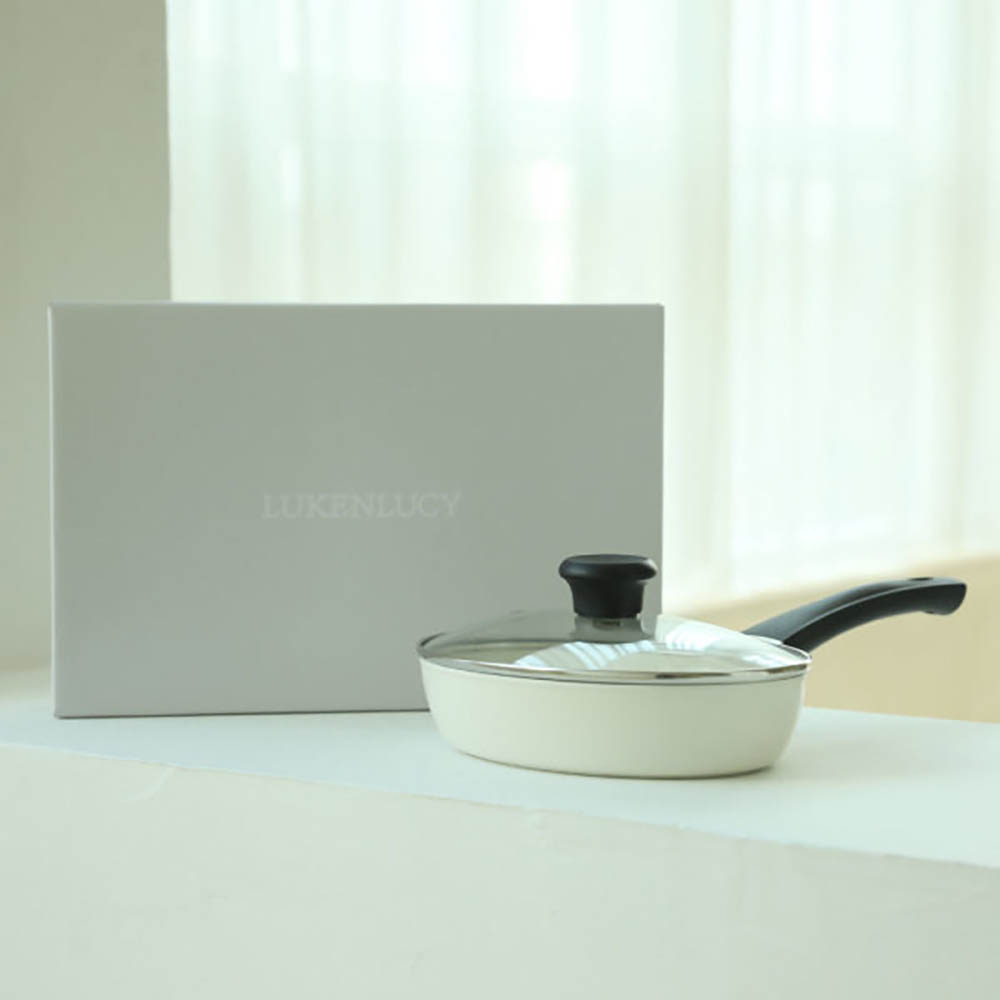 원형 세라믹 가벼운 알루미늄 오발그릴팬 화이트