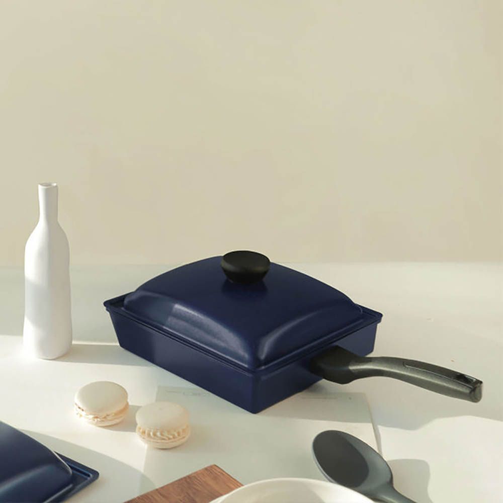 주물 냄비 사각 세라믹 계란말이팬 네이비