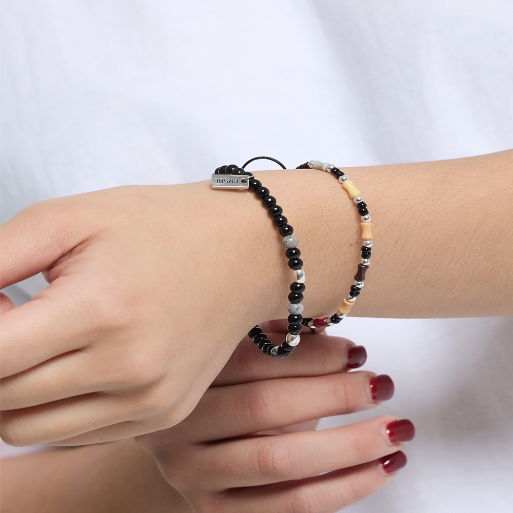 그레이 마블 믹스드 원석 팔찌