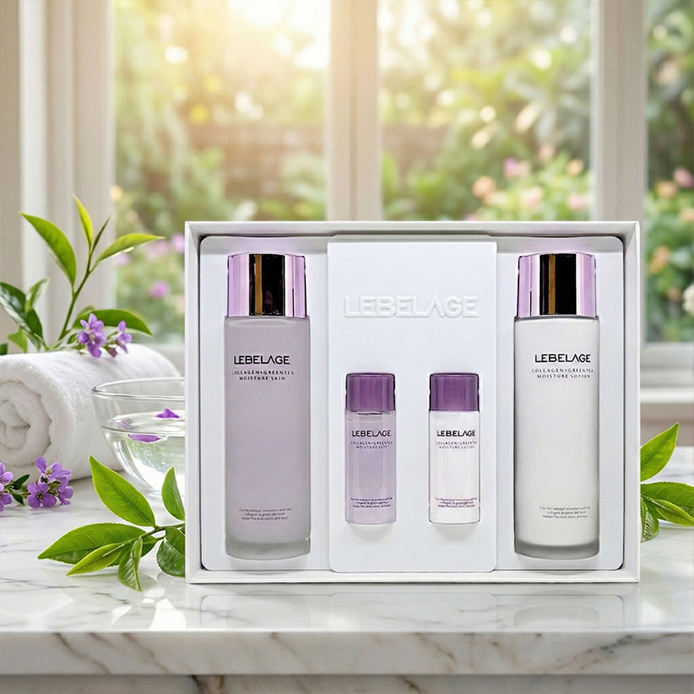 [피부보습 특화] 면세점 입점 르베라쥬 콜라겐 플러스 녹차 모이스처 2종 세트(휴대용 2종 포함)