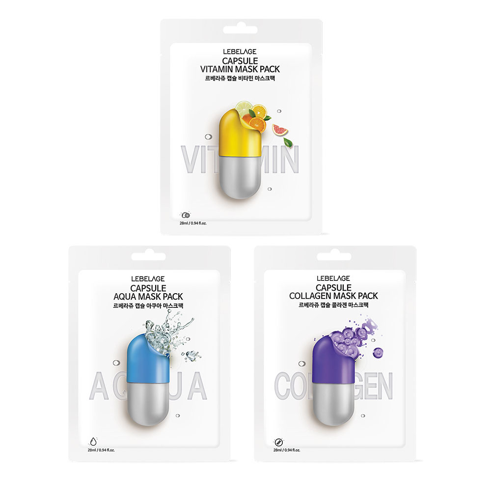 [미백 주름개선 기능성] 면세점입점 르베라쥬 캡슐 마스크팩 25ml x 10매 (3종 택1)