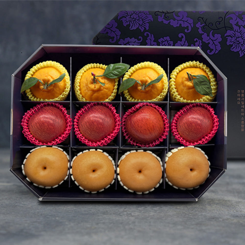 [자연지기] 팔각 프리미엄과일3종 (5.0kg 배4+사과4+한라봉4) (보자기)