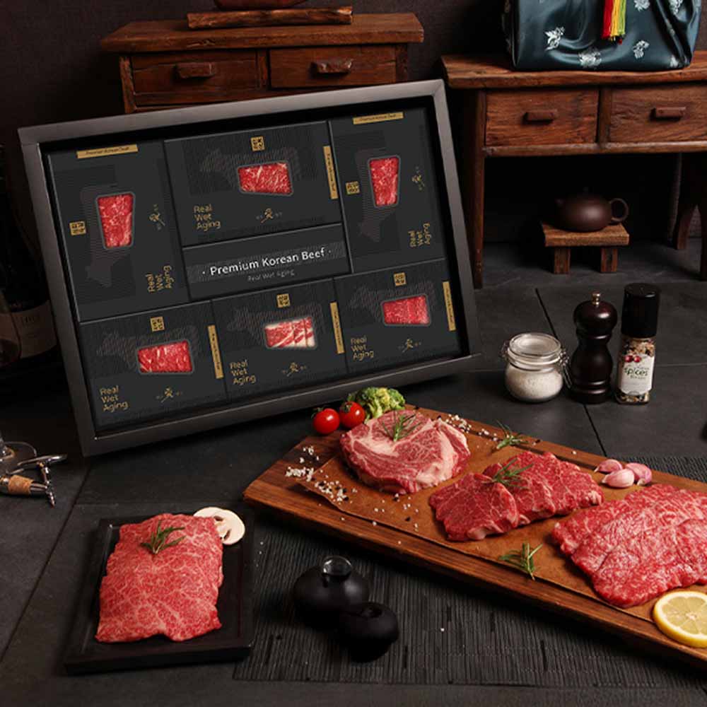 [한우애명작] 숙성한우 명품기획_로스4종 프리미엄(꽃꽃채채목보,통후추소금)