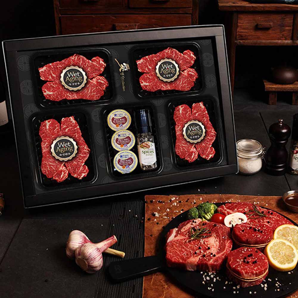 [미식가의 반상] 투뿔숙성한우 채끝스테이크 프리미엄(With 세프팩)