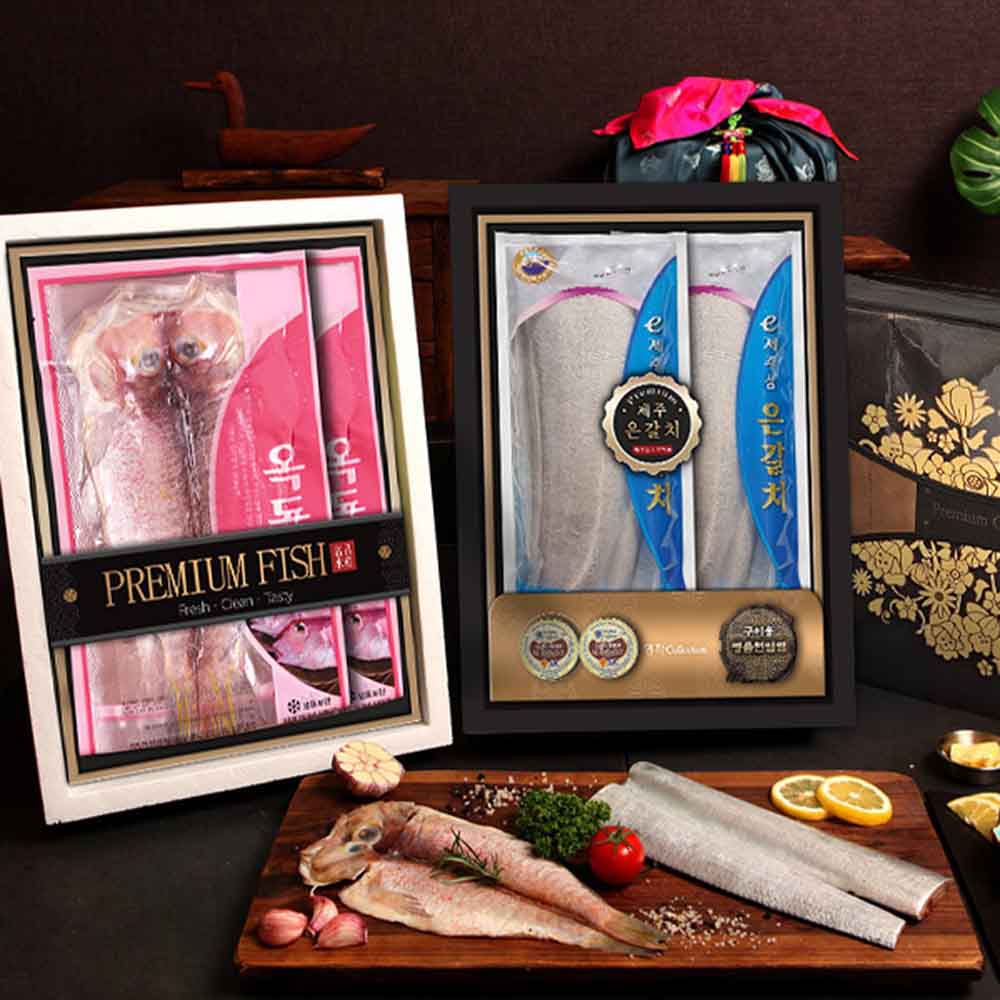 [미식가의 반상] 초신선 제주大魚 왕특대 은갈치&홍옥돔 구이특선(2단/With 이즈니버터,천일염)