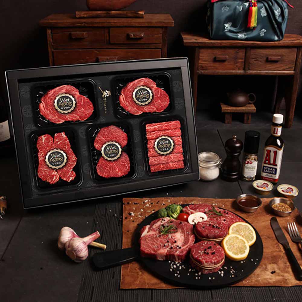 [한우애명작] 투뿔숙성 한정기획_인기구이 4종 프리미엄 (꽃꽃채안삼)