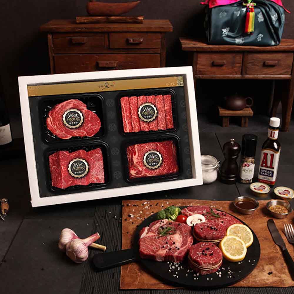 [한우애명작] 투뿔숙성 한정기획_구이&스테이크 1호(꽃3삼3보3특3)