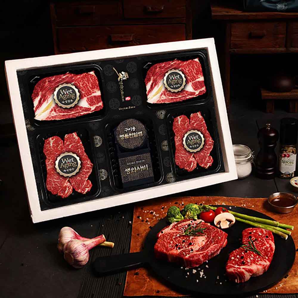 [한우애명작] 숙성한우 꽃등심&채끝 미식특호(With 미식키트)
