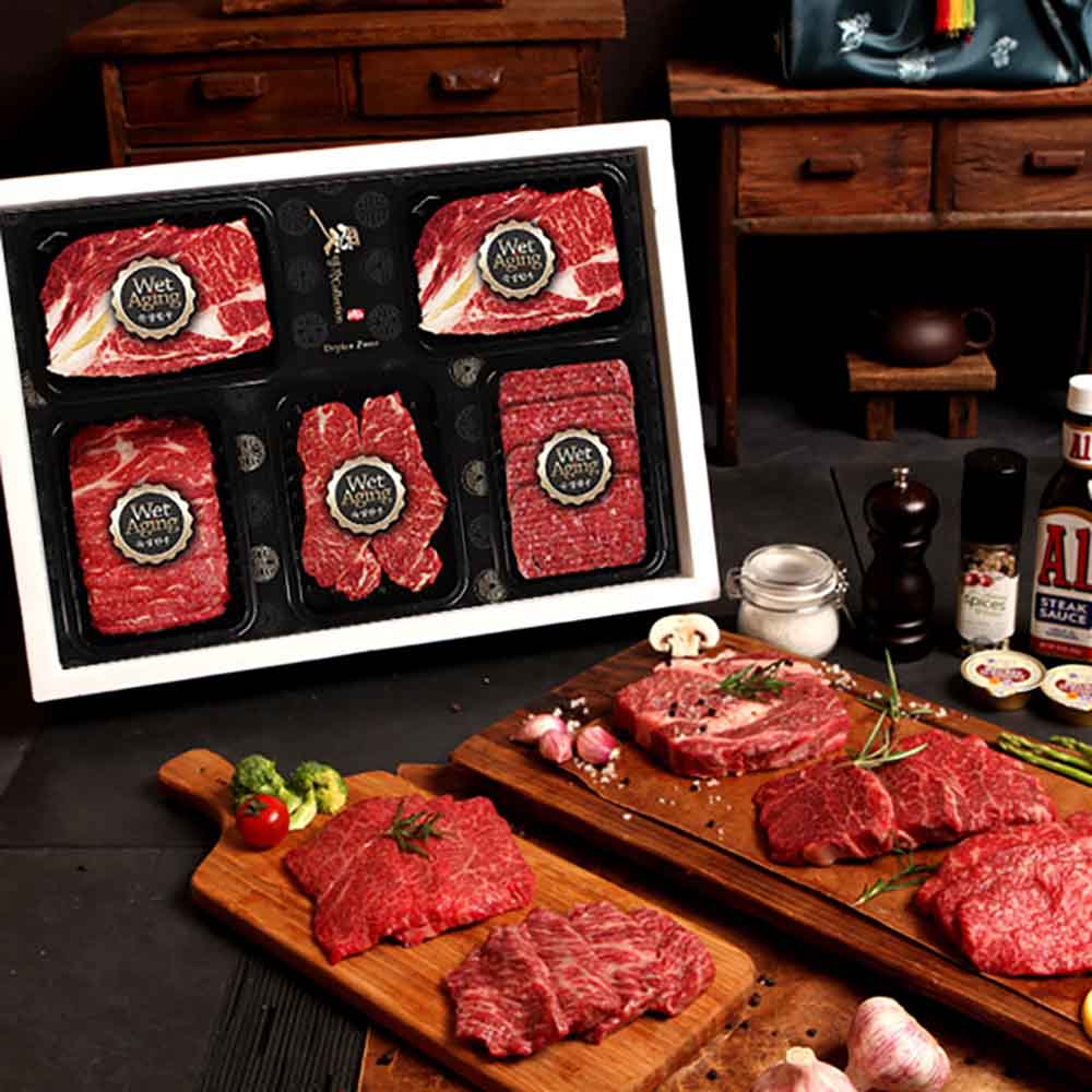 [한우애명작] 숙성한우 구이특선 4종 한정스페셜 특호 A(꽃꽃채목떡)