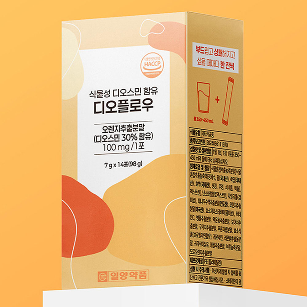 [미국산 프리미엄 원료 함유] 일양약품 혈행건강 식물성 디오스민 헤스페리딘 디오플로우 7g x 14포