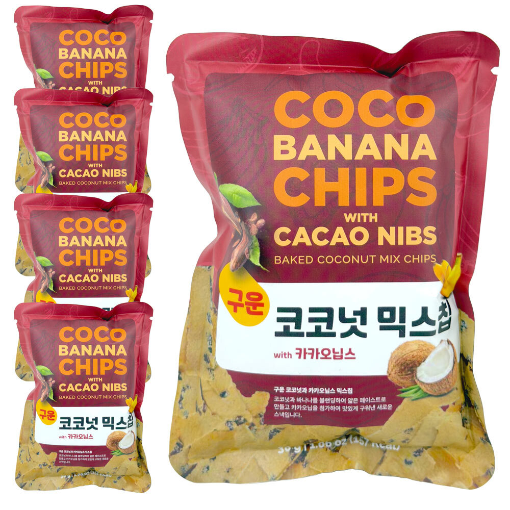 [코코크리스피] 필리핀 다바오 코코넛칩 믹스칩 with 카카오닙스 30g x 5개