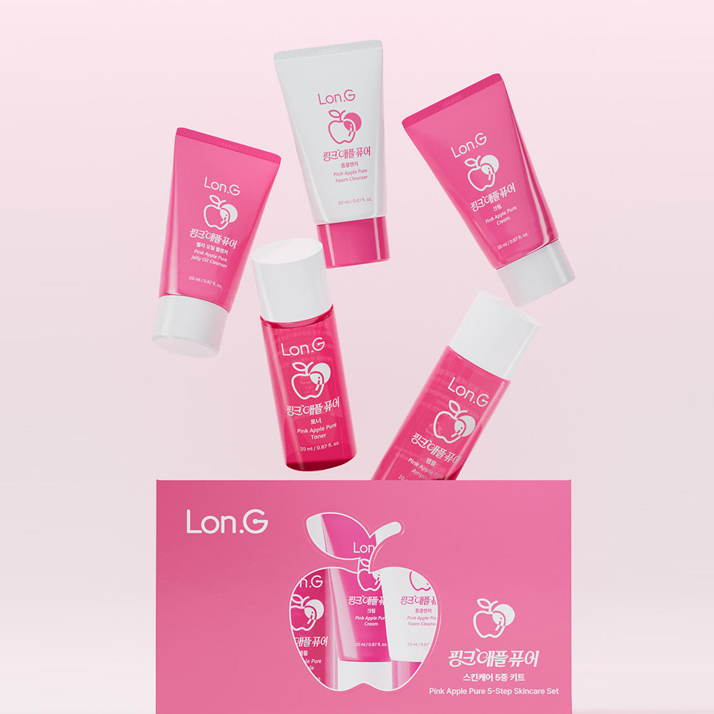 [Lonji] Pink Apple Pure Skincare 5-Step Kit (Travel Size) 20ml