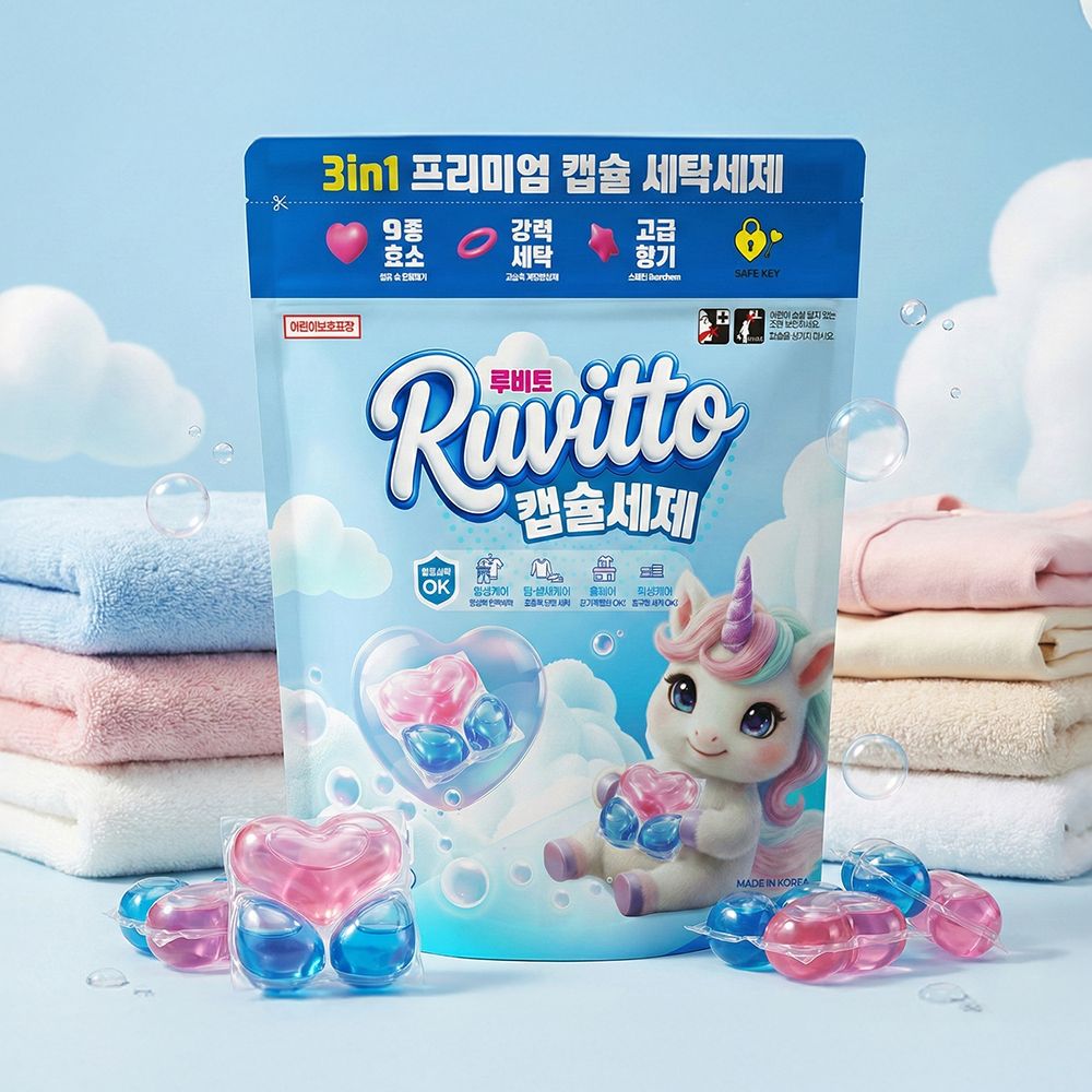[루비토] 프리미엄 캡슐세탁세제12g 90개입