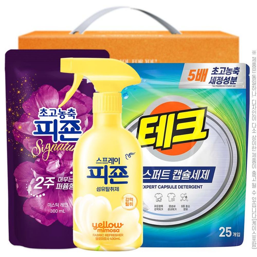 초고농축피죤300리필 스프레이피죤옐로미모사430ml 테크엑스퍼트캡슐세제(25캡슐)(3종)