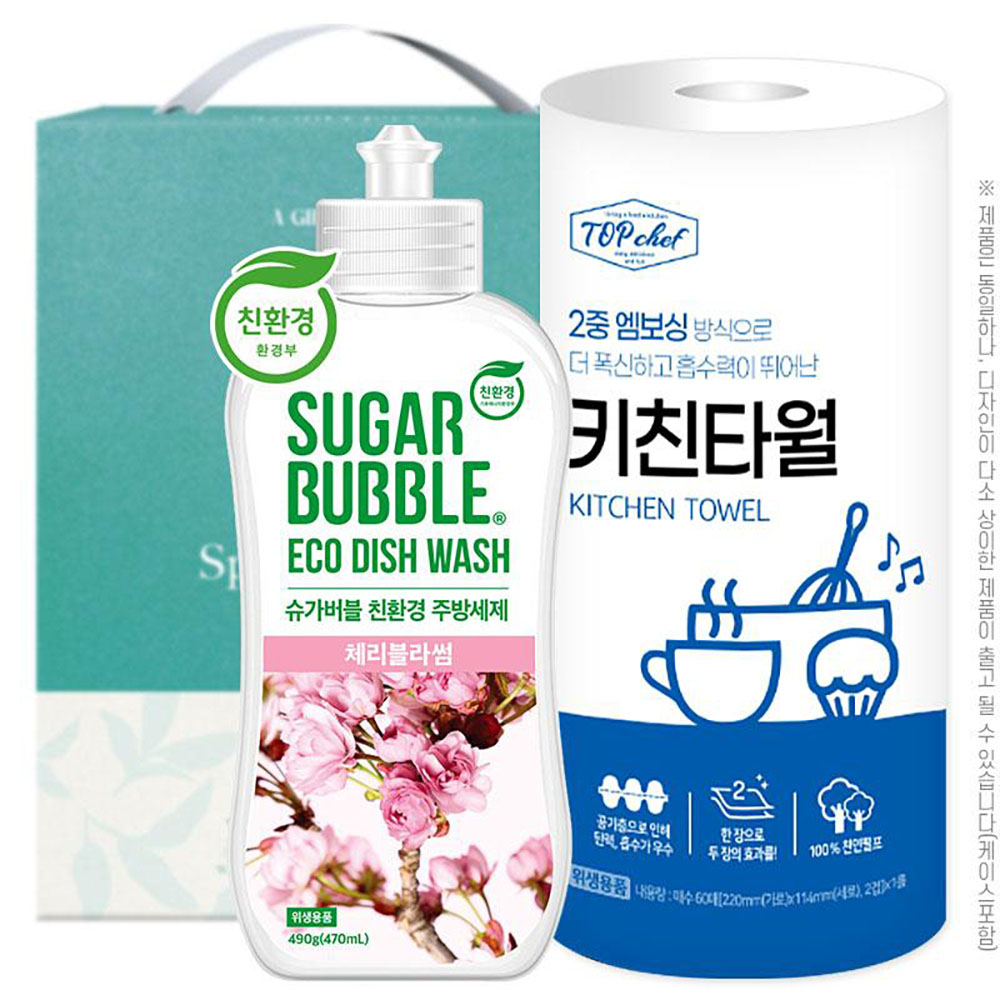 슈가버블 주방세제 490용기 롤타입 키친타올(2종)