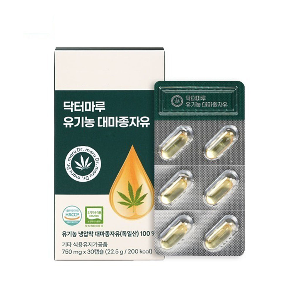 [닥터마루] 유기농 대마종자유 대마씨유 100% 햄프씨드 효능 750mg x 30캡슐