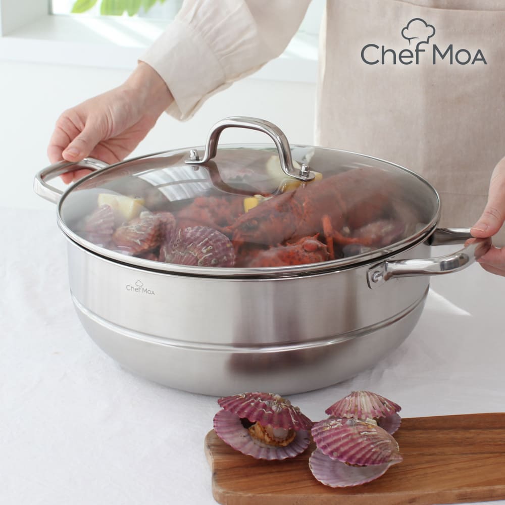 [쉐프모아] 34CM 마스터 셰프 스테인리스 찜&전골 냄비 SMO-S34POT