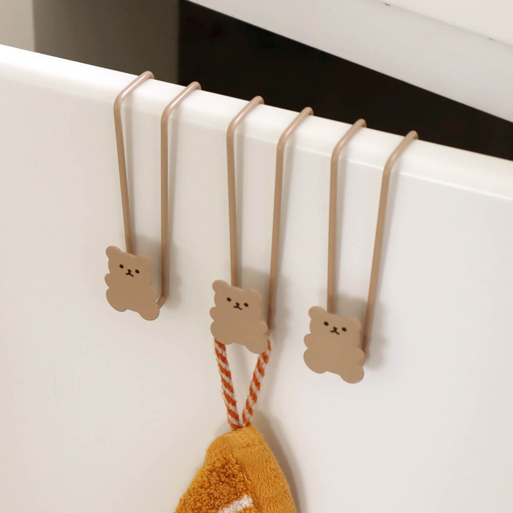 [람스홈] 주방 다용도 싱크대 도어 후크 걸이 3개입(곰돌이)