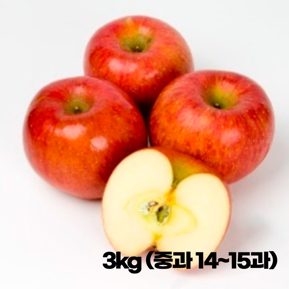 26년산 햇사과(부사) 3kg (정품 중과 14~15과 개당 200~220g)
