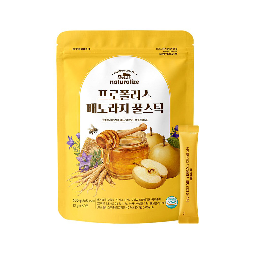 [네추럴라이즈] 프로폴리스 배도라지 꿀스틱 10g x 60포(60일분)