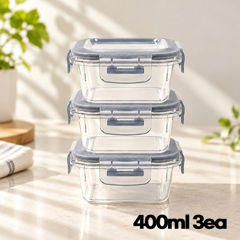 [담다] 프리미엄 트라이탄 밀폐용기 냉장 냉동 반찬통 400ml 2+1