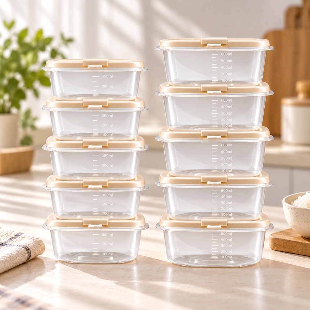 [담다] 냉동밥 보관용기 전자레인지 스팀홀 용기 350ml 5개+600ml 5개