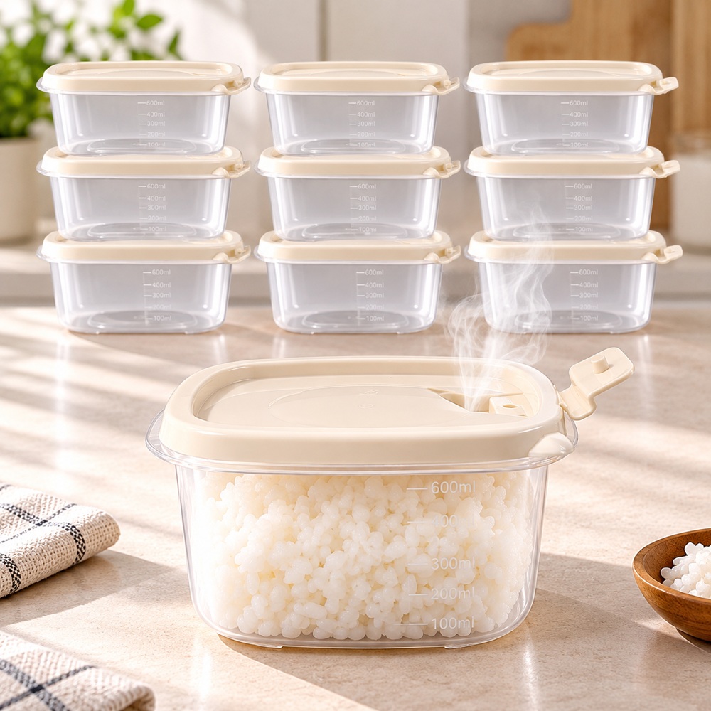 [담다] 냉동밥 보관용기 전자레인지 스팀홀 용기 600ml(2공기용) 10개