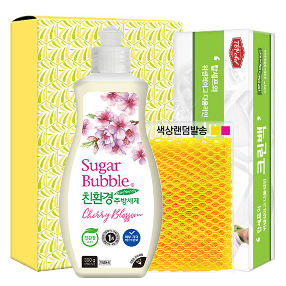 슈가버블 주방세제300용기 망사수세미 크린백(3종)