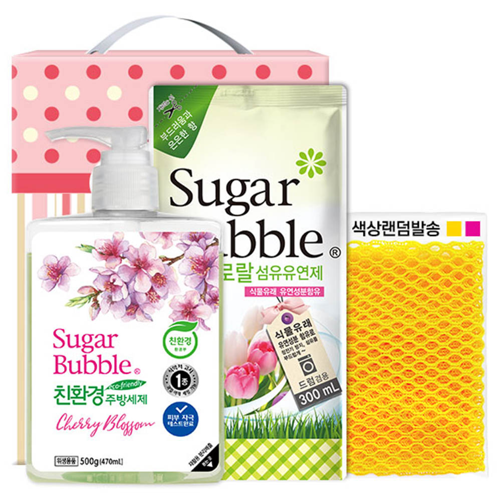 슈가버블 주방세제500펌프 섬유유연제300리필 망사수세미(3종)